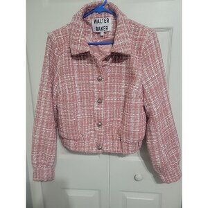 Walter Baker Nelly Jacket Metallic Tweed Pink White Collared Size Large Women’s